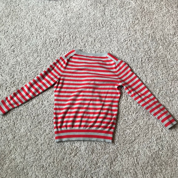 Orange and gray striped button down cardigan - Picture 3 of 3